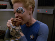 Seven of Nine isst Fleisch mitten in der Nacht