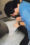 Galaxy class USS Enterprise-D studio model build master secondary hull details applied by Howie Weed