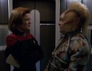 Janeway and neelix in the turbolift