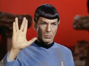 Spock performing a Vulcan salute (TOS: "Amok Time")
