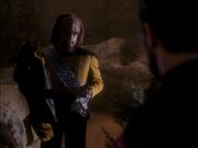 Worf discovers Geordi's uniform and VISOR