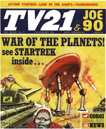 Tv21joe90cov17.jpg (81 KB) TV21 & Joe 90 #17: "WAR OF THE PLANETS!" – The Eldorian warship Lebron assaults the Norusian capital