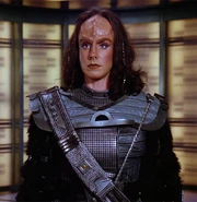 K'Ehleyr about to beam over to the T'Ong
