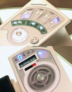 James Kirk sits in the USS Enterprise's command chair in 2258, with built-in consoles