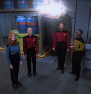 Emergent lifeform leaving the enterprise-d