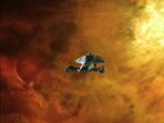 USS Voyager approaches a nebula in Grid 986