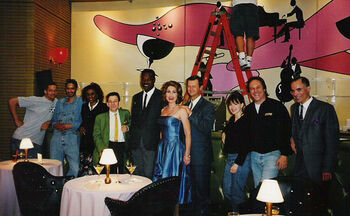 Levinson (fourth from left) and fellow stand-ins on the final day of Deep Space Nine.