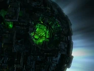 A Borg sphere preparing to capture Voyager