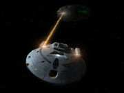 USS Voyager fights Borg probe