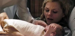 Winona Kirk and newborn son, James