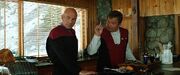 Kirk and Picard cooking breakfast