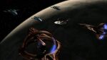 Andorian warship-Enterprise-Vulcan cruiser standoff