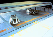 Berman and Piller in Enterprise-D main shuttlebay studio model by Ed Miarecki
