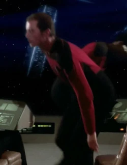 At the conn station Played by an unknown actor (TNG: "Justice")