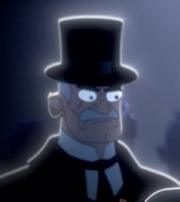 Shaxs dressed as Moriarty in top hat