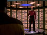 Picard prepares to beam to Bok's ship