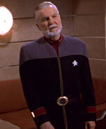 Starfleet flag officer uniform, 2370s.jpg (15 KB) Dougherty in the flag officer uniform with an oval Starfleet Command buckle