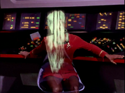 Uhura being turned into an inert solid