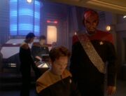 Worf in Defiant engineering