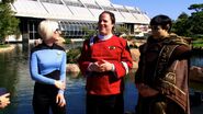 Koerner flanked by two fellow "Trekkies" for his cameo on Storage Wars