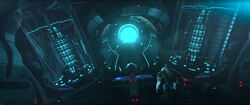 The twin warp cores of a Protostar-class starship
