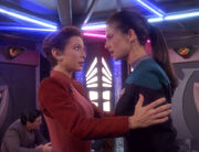 Kira Nerys and Jadzia Dax in the replimat