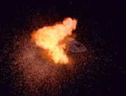 Die USS Orinoco explodiert