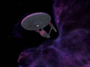 USS Enterprise approaches galactic barrier, remastered