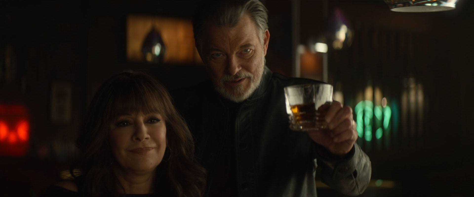 William T. Riker raises a glass to Jean-Luc Picard
