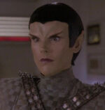 Quantum singularity alien as Romulan female