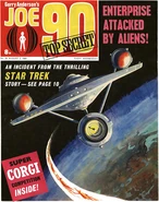 Joe 90: Top Secret #29: "Enterprise attacked by aliens!" - The Balants storm the ship amid a starless sky