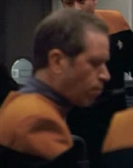 Operations officer eating in mess hall, 2374.jpg (15 KB) Voyager officer VOY: "Day of Honor", "Hunters", "Prey" (uncredited)