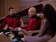 Picard discusses his Academy years with Riker and Troi