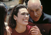 Michelle Forbes and Patrick Stewart