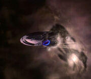 USS Voyager escapes through event horizon