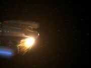 USS Voyager's shuttlebay damaged