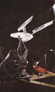 USS Enterprise studio model set up for filming at Future General Corporation