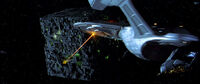 Enterprise-E engages Borg at 001