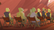 Gorn sitting in chairs