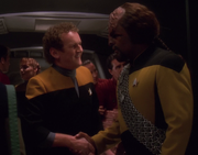 O'Brien greets Worf