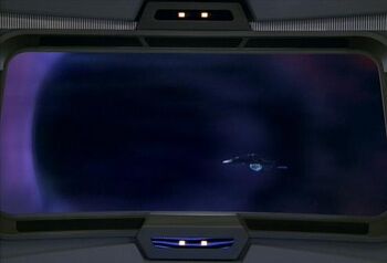 USS Voyager at event horizon