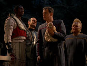 Tuvok, The Doctor, Paris, and Neelix on Uxal