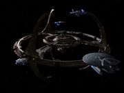 USS Defiant, Yeager, Excelsior and Nebula at DS9