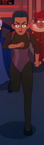 Haubold dressed in leotard