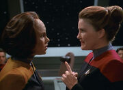 Janeway addressing Torres