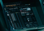 Transporter console interface on the bridge of the USS Vengeance in 2259 (alternate reality)