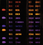 Hangars listed on the shuttlebay operations display