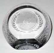Silver Deer UFP crystal paperweight