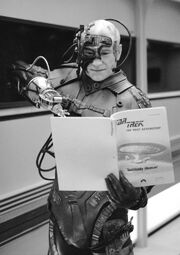 Stewart reviews SH script in Locutus costume