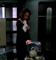 B'Elanna Torres looks at a toaster